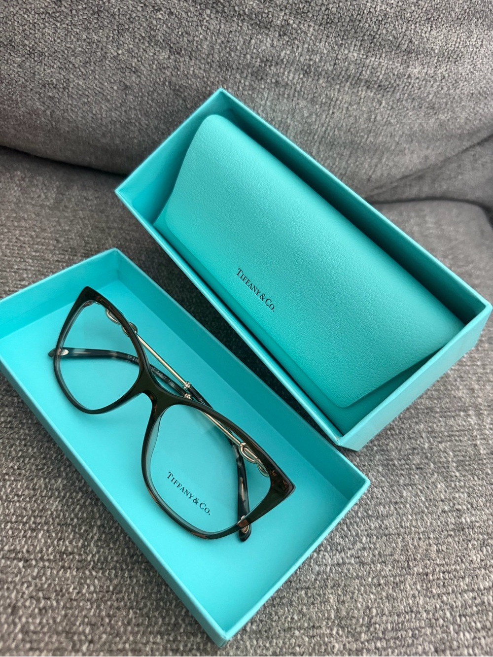Tiffany & Co. Women's Teal Frame Eyeglasses with Black Accents
